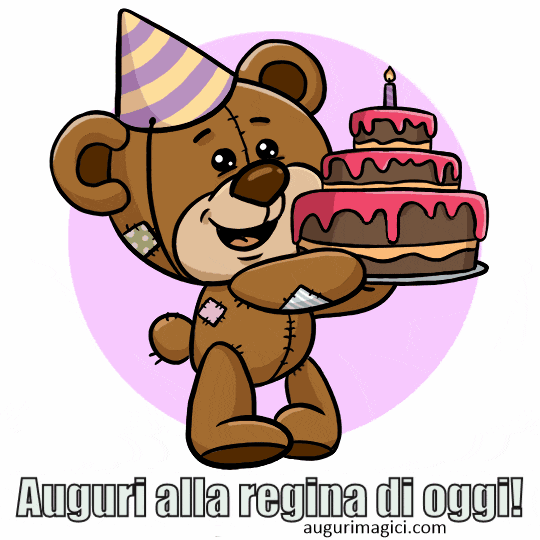 Immagini GIF di buon compleanno, orsetto con torta e candela