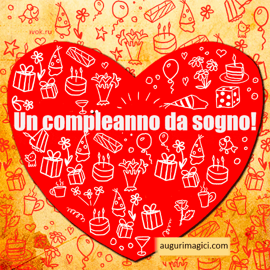 Immagini GIF di buon compleanno cuore rosso